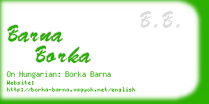 barna borka business card